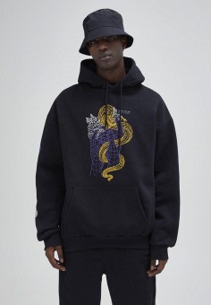 Худи, Pull&Bear, цвет: черный. Артикул: IX001XM009G0. Одежда / Толстовки и олимпийки