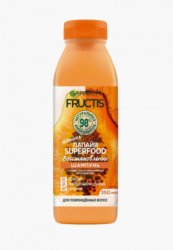 Шампунь Garnier, Прозрачный, FRUCTIS SUPERFOOD, для поврежденных волос, Папайя, 350 мл
Шампунь Garnier, Прозрачный, FRUCTIS SUPERFOOD, для поврежденных волос, Папайя, 350 мл