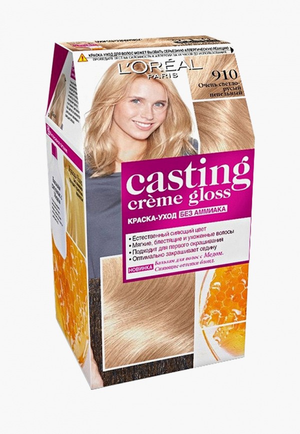 Краска для волос L'Oreal Paris, "Casting Creme Gloss" без аммиака, оттенок 910, Очень светло-русый пепельный
Краска для волос L'Oreal Paris, "Casting Creme Gloss" без аммиака, оттенок 910, Очень светло-русый пепельный