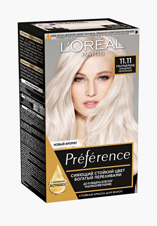 Краска для волос L'Oreal Paris, Бежевый, "Preference", оттенок 11.11, Пепельный Ультраблонд
Краска для волос L'Oreal Paris, Бежевый, "Preference", оттенок 11.11, Пепельный Ультраблонд
