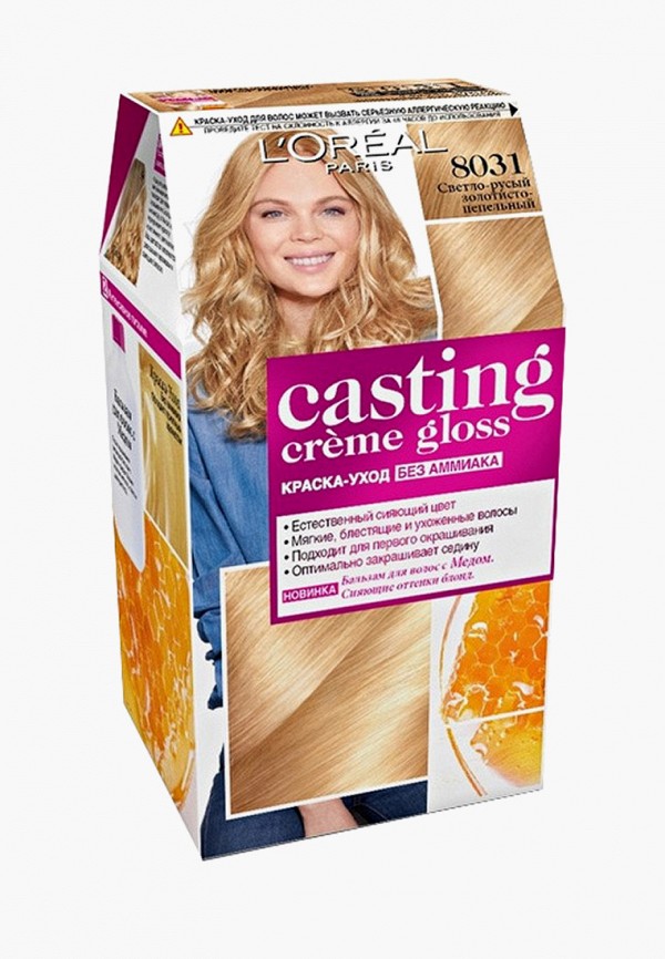 Краска для волос L'Oreal Paris, "Casting Creme Gloss" без аммиака, оттенок 8031, Cветло-русый золотистый пепельный
Краска для волос L'Oreal Paris, "Casting Creme Gloss" без аммиака, оттенок 8031, Cветло-русый золотистый пепельный