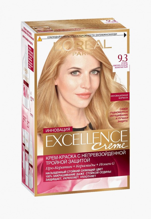 Краска для волос L'Oreal Paris, "Excellence", оттенок 9.3, Очень Светло-русый золотистый
Краска для волос L'Oreal Paris, "Excellence", оттенок 9.3, Очень Светло-русый золотистый