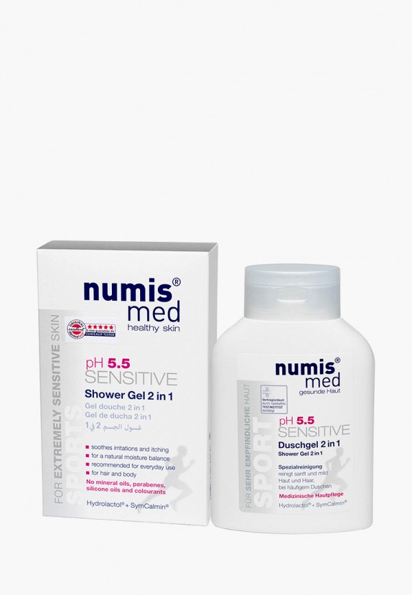 Гель для душа Numis Med, Прозрачный, 2 в 1 Спорт "СЕНСИТИВ рН 5,5", 200 мл
