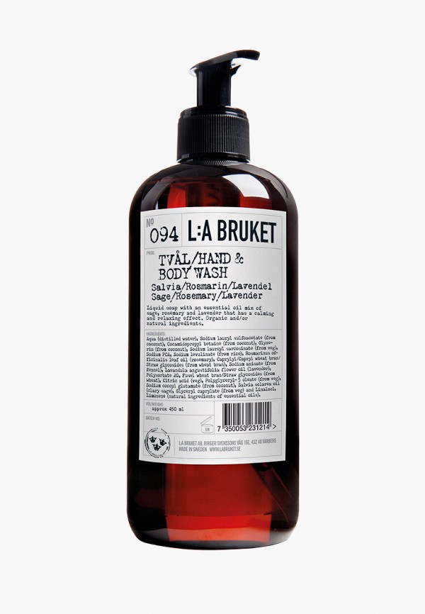 Жидкое мыло La Bruket, Прозрачный, для тела и рук 094 SALVIA/ROSMARIN/LAVENDE Tval/Hand & Body Wash 450 ml
Жидкое мыло La Bruket, Прозрачный, для тела и рук 094 SALVIA/ROSMARIN/LAVENDE Tval/Hand & Body Wash 450 ml