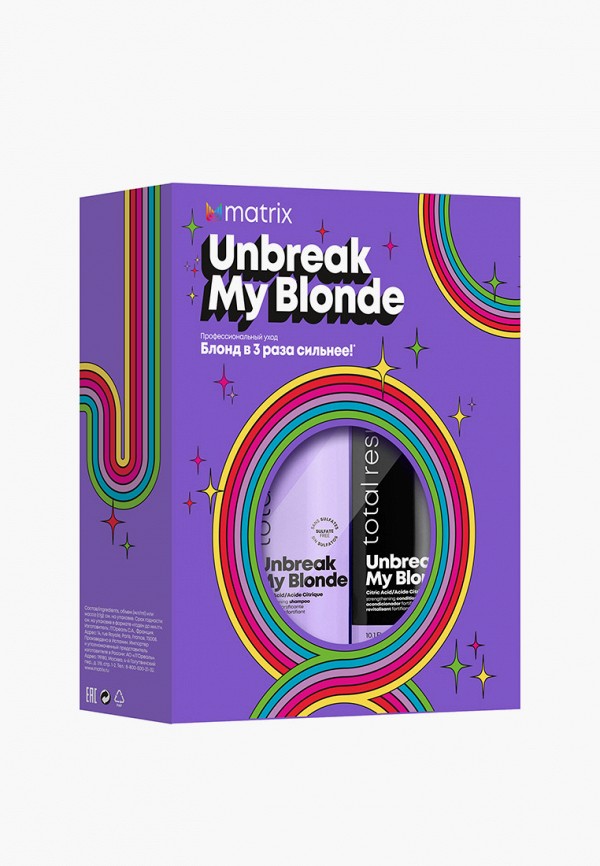 Набор для ухода за волосами Matrix, Прозрачный, Unbreak My Blonde для укрепления блонда, Шампунь 300 мл и Кондиционер 300 мл
Набор для ухода за волосами Matrix, Прозрачный, Unbreak My Blonde для укрепления блонда, Шампунь 300 мл и Кондиционер 300 мл