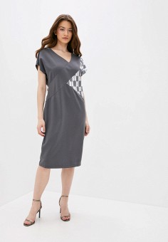 Платье, Adzhedo, цвет: серый. Артикул: AD016EWJWWC7. Одежда / Одежда больших размеров / Платья и сарафаны / Повседневные платья