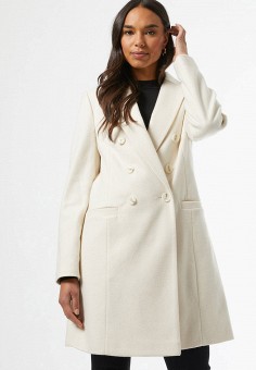 Пальто, Dorothy Perkins, цвет: белый. Артикул: DO005EWLDBQ6. Одежда / Верхняя одежда / Dorothy Perkins