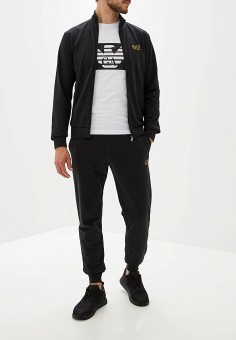 Костюм спортивный, EA7, цвет: черный. Артикул: EA002EMFXFD3. Одежда / Спортивные костюмы