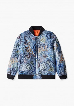 Куртка утепленная, Guess, цвет: голубой, оранжевый. Артикул: GU460EBMFHN2. Guess