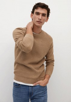 Джемпер, Mango Man, цвет: коричневый. Артикул: HE002EMLWRD5. Одежда / Джемперы, свитеры и кардиганы / Джемперы и пуловеры
