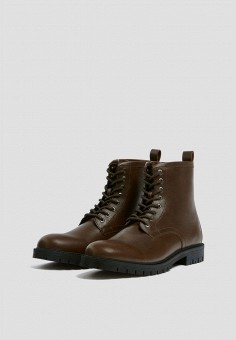 Ботинки, Pull&Bear, цвет: коричневый. Артикул: IX001XM008SF. Обувь / Ботинки / Pull&Bear