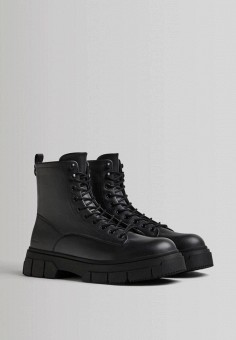 Ботинки, Bershka, цвет: черный. Артикул: IX001XM00D2N. Обувь