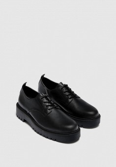 Туфли, Pull&Bear, цвет: черный. Артикул: IX001XM00G5V. Обувь / Туфли