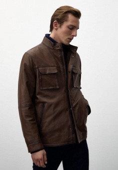 Куртка кожаная, Massimo Dutti, цвет: коричневый. Артикул: IX001XM00GAA. Одежда / Верхняя одежда / Кожаные куртки