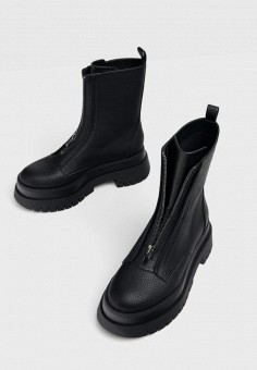 Ботинки, Bershka, цвет: черный. Артикул: IX001XW00PSC. Обувь / Ботинки / Высокие ботинки
