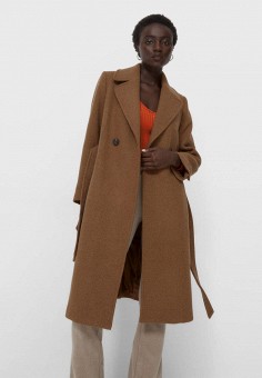 Пальто, Stradivarius, цвет: коричневый. Артикул: IX001XW016R7. Одежда / Верхняя одежда / Пальто