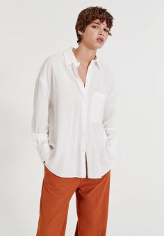 Блуза, Pull&Bear, цвет: белый. Артикул: IX001XW016VF. Одежда / Блузы и рубашки / Блузы / Pull&Bear