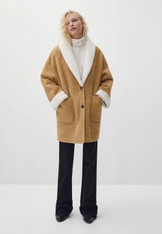 Дубленка, Massimo Dutti, цвет: коричневый. Артикул: IX001XW018CR. Одежда / Верхняя одежда / Шубы и дубленки