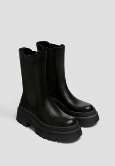 Ботинки, Pull&Bear, цвет: черный. Артикул: IX001XW018JN. Обувь / Ботинки