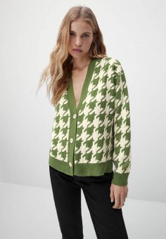 Кардиган, Massimo Dutti, цвет: зеленый. Артикул: IX001XW01AU6. Одежда / Джемперы, свитеры и кардиганы / Кардиганы