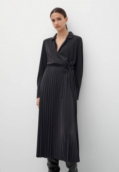 Платье, Massimo Dutti, цвет: серый. Артикул: IX001XW01BER. Одежда / Платья и сарафаны