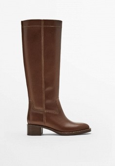 Сапоги, Massimo Dutti, цвет: коричневый. Артикул: IX001XW01BQV. Обувь / Сапоги