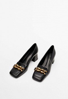 Туфли, Massimo Dutti, цвет: черный. Артикул: IX001XW01C2G. Обувь / Туфли