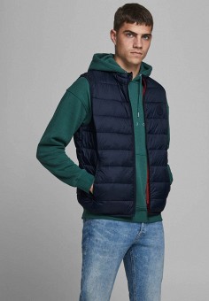 Жилет утепленный, Jack & Jones, цвет: синий. Артикул: JA391EMJPBL3. Одежда / Верхняя одежда / Жилеты