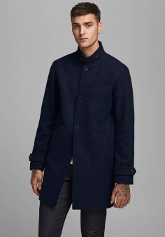 Пальто, Jack & Jones, цвет: синий. Артикул: JA391EMJQMO8. Одежда / Верхняя одежда / Пальто