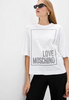 Футболка, Love Moschino, цвет: белый. Артикул: LO416EWJQKB4. Одежда / Футболки и поло / Футболки / Love Moschino