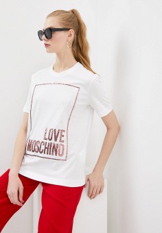 Футболка, Love Moschino, цвет: белый. Артикул: LO416EWLZCL3. Premium / Одежда / Футболки и поло / Футболки / Love Moschino