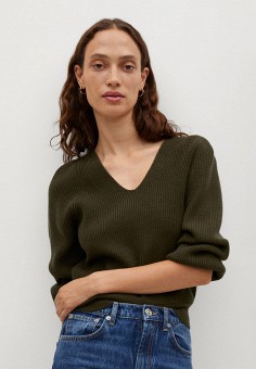 Пуловер, Mango, цвет: хаки. Артикул: MA002EWLADP4. Одежда / Джемперы, свитеры и кардиганы / Джемперы и пуловеры