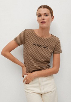 Футболка, Mango, цвет: коричневый. Артикул: MA002EWLTSF9. Одежда / Футболки и поло / Футболки
