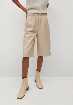 Шорты, Mango, цвет: бежевый. Артикул: MA002EWMOPY8. Одежда / Шорты