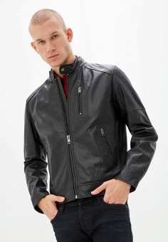 Куртка кожаная, Jorg Weber, цвет: черный. Артикул: MP002XM09F16. Одежда / Верхняя одежда / Кожаные куртки
