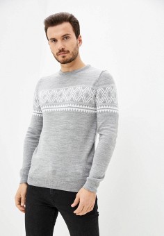 Джемпер, DeFacto, цвет: серый. Артикул: MP002XM0MTNY. Одежда / Джемперы, свитеры и кардиганы / Джемперы и пуловеры