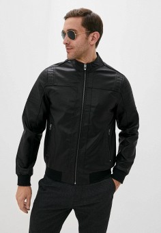 Куртка кожаная, DeFacto, цвет: черный. Артикул: MP002XM0MVEA. Одежда / Верхняя одежда / Кожаные куртки