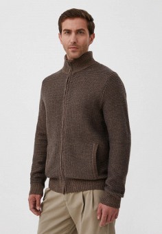 Кардиган, Finn Flare, цвет: коричневый. Артикул: MP002XM0SUML. Одежда / Джемперы, свитеры и кардиганы