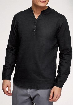 Рубашка, oodji, цвет: черный. Артикул: MP002XM0VPT9. Одежда / Рубашки / Рубашки с длинным рукавом