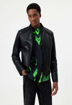 Куртка кожаная, Hugo, цвет: черный. Артикул: MP002XM1HS70. Одежда / Верхняя одежда / Кожаные куртки