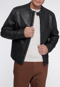 Куртка кожаная, oodji, цвет: черный. Артикул: MP002XM1HSTC. Одежда / Верхняя одежда / Кожаные куртки