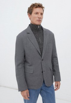 Пиджак, Finn Flare, цвет: серый. Артикул: MP002XM1HURI. Одежда / Одежда больших размеров / Пиджаки и костюмы / Finn Flare
