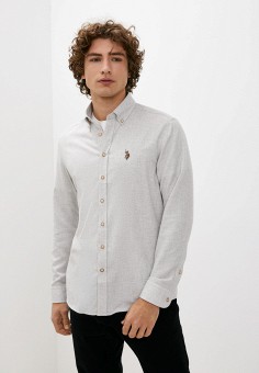 Рубашка, U.S. Polo Assn., цвет: бежевый. Артикул: MP002XM1HZZO. Одежда / Рубашки / Рубашки с длинным рукавом