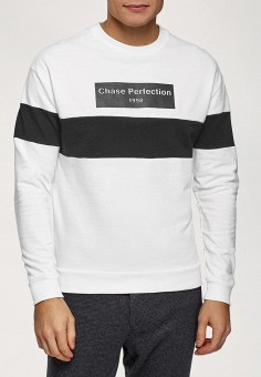 Свитшот, oodji, цвет: белый. Артикул: MP002XM1ZR1F. Одежда / Толстовки и олимпийки