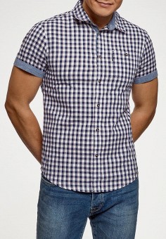 Рубашка, oodji, цвет: синий. Артикул: MP002XM20MMQ. Одежда / Рубашки