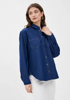 Рубашка джинсовая, Zlatoni, цвет: синий. Артикул: MP002XW04E3J. Одежда / Блузы и рубашки / Рубашки / Zlatoni