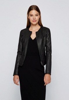 Куртка кожаная, Boss, цвет: черный. Артикул: MP002XW0A77U. Одежда / Верхняя одежда / Кожаные куртки