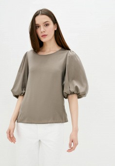 Блуза, Garne, цвет: коричневый. Артикул: MP002XW0BBSX. Одежда / Блузы и рубашки / Блузы / Блузы с длинным рукавом