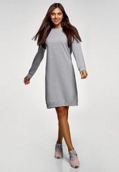 Платье, oodji, цвет: серый. Артикул: MP002XW0HDLT. oodji