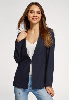 Жакет, oodji, цвет: синий. Артикул: MP002XW1G6WG. oodji